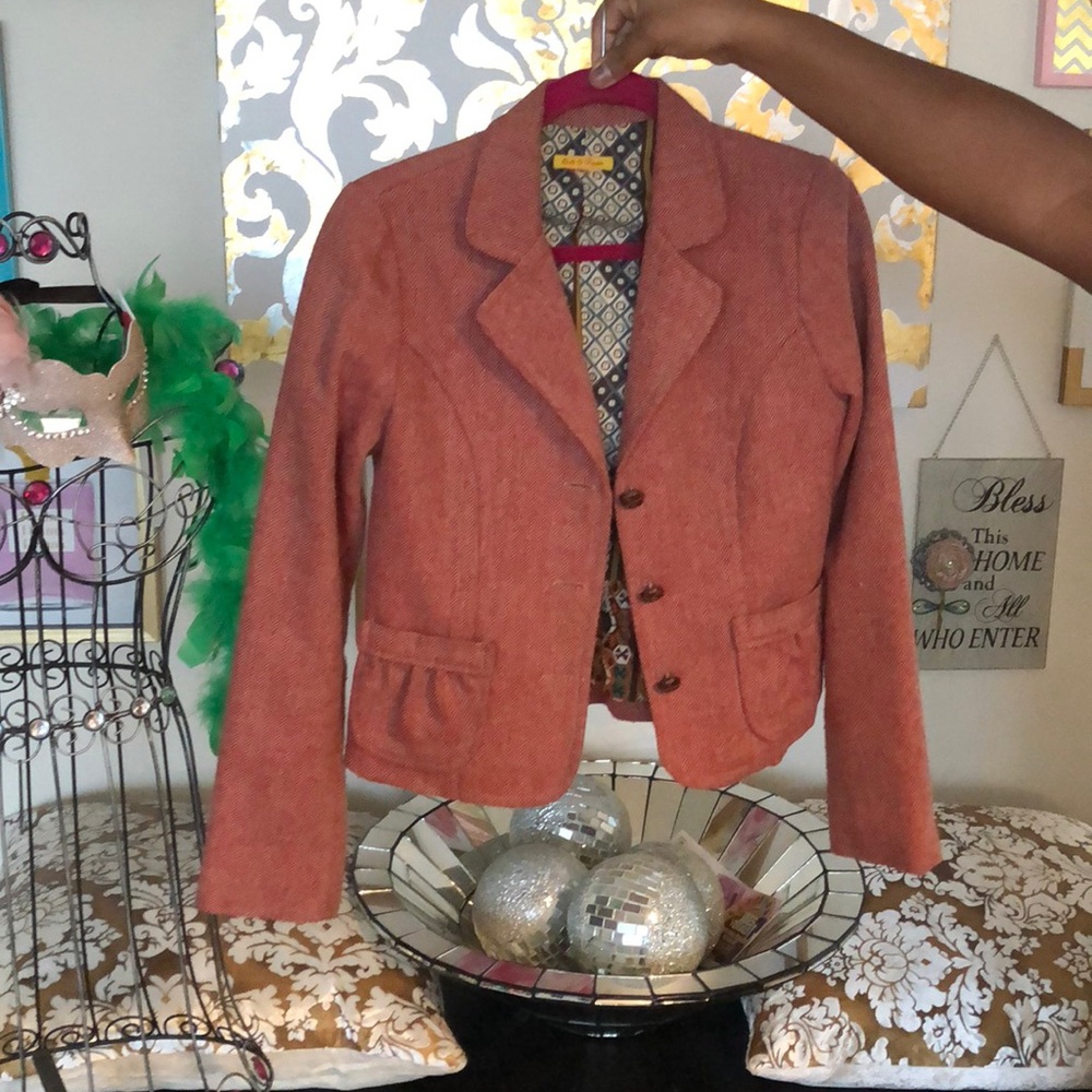 Red and beige Salt and Pepper blazer.